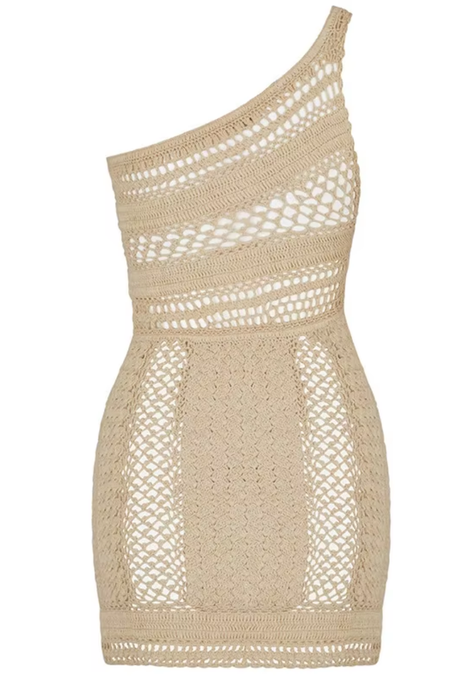 See-through mesh bodycon mini jurk