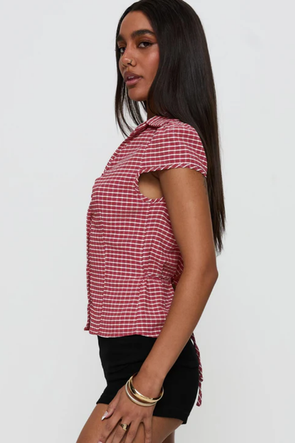 Retro casual plaid top