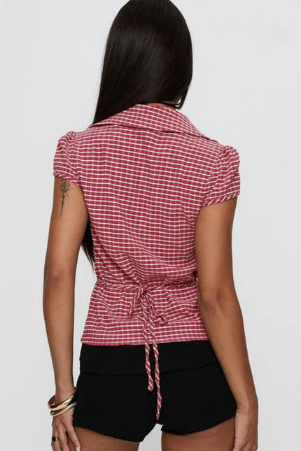Retro casual plaid top