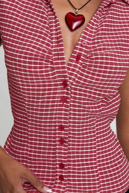Retro casual plaid top