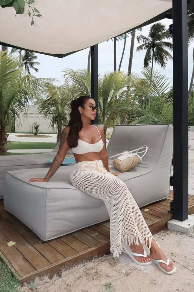 Knitted cut out model fringed style rok (video)
