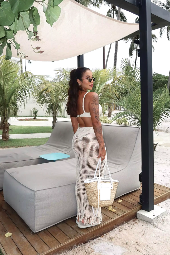 Knitted cut out model fringed style rok (video)