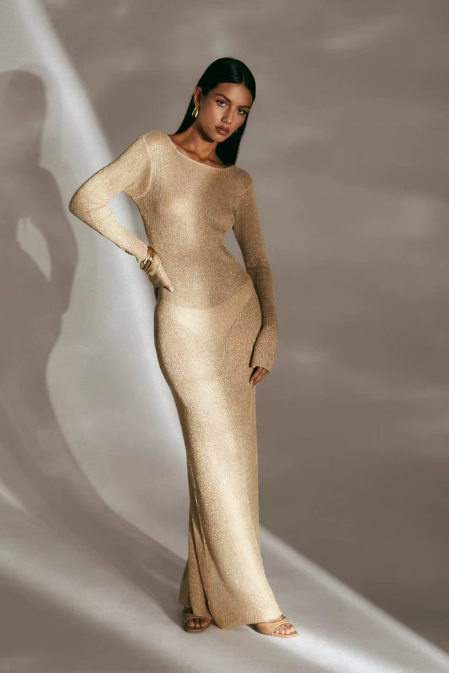 Cover up knit beach design see-through jurk (video)