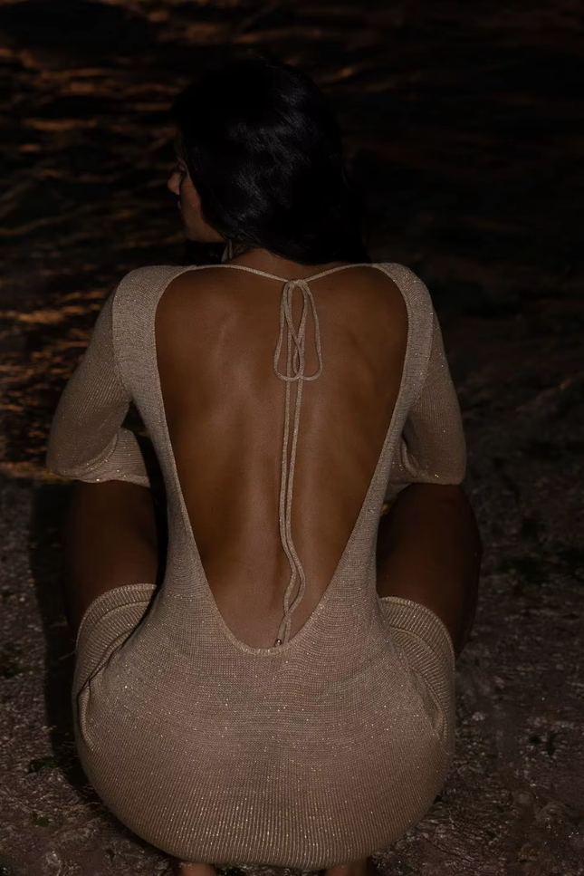 Cover up knit beach design see-through jurk (video)