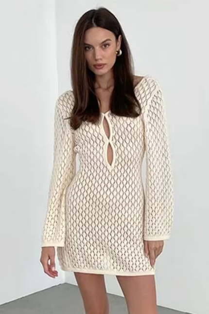 V hals cut out backless mini jurk