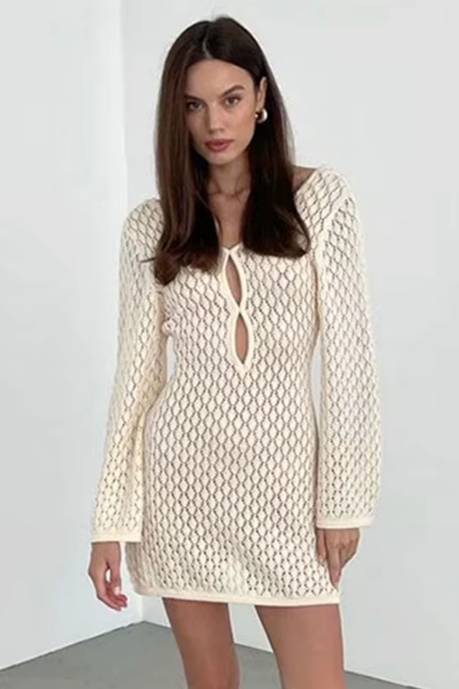 V hals cut out backless mini jurk