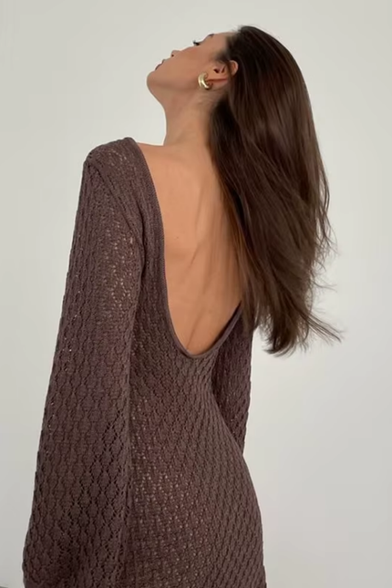 V hals cut out backless mini jurk