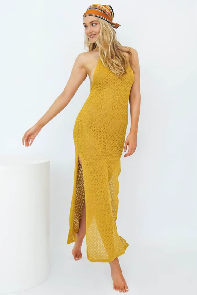 Crochet tunic model halter nek design jurk