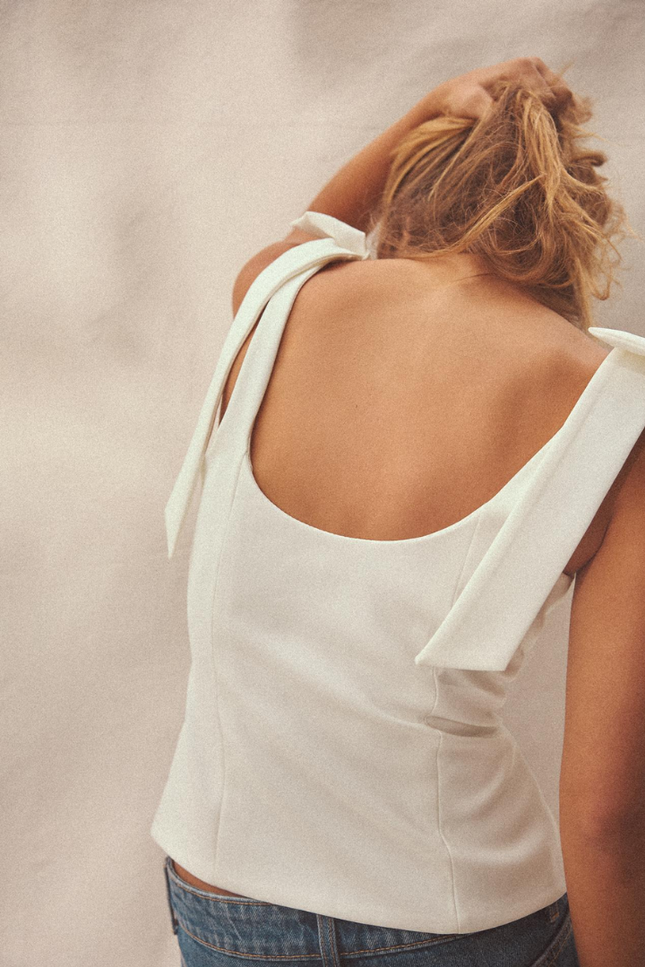Bow style slip tank top
