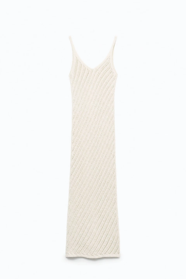 Wave design spaghetti strap v hals jurk (video)